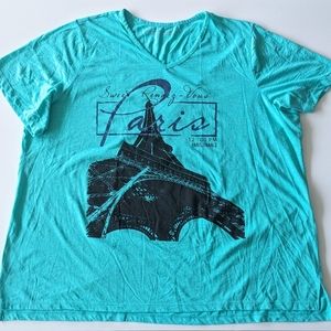 Paris theme relaxed fit t-shirts by Penningtons size 3x in Blue and green